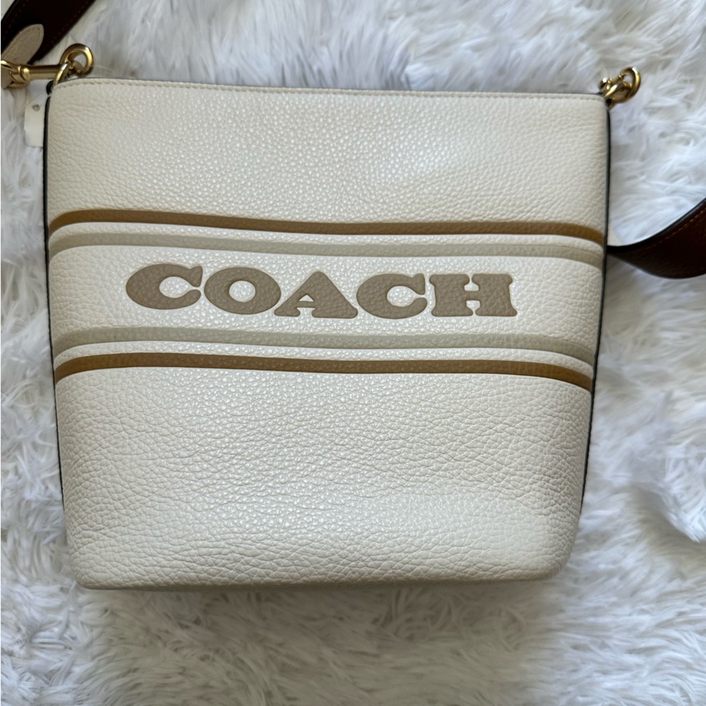 Coach White Crossbody Bag with Gold Chain